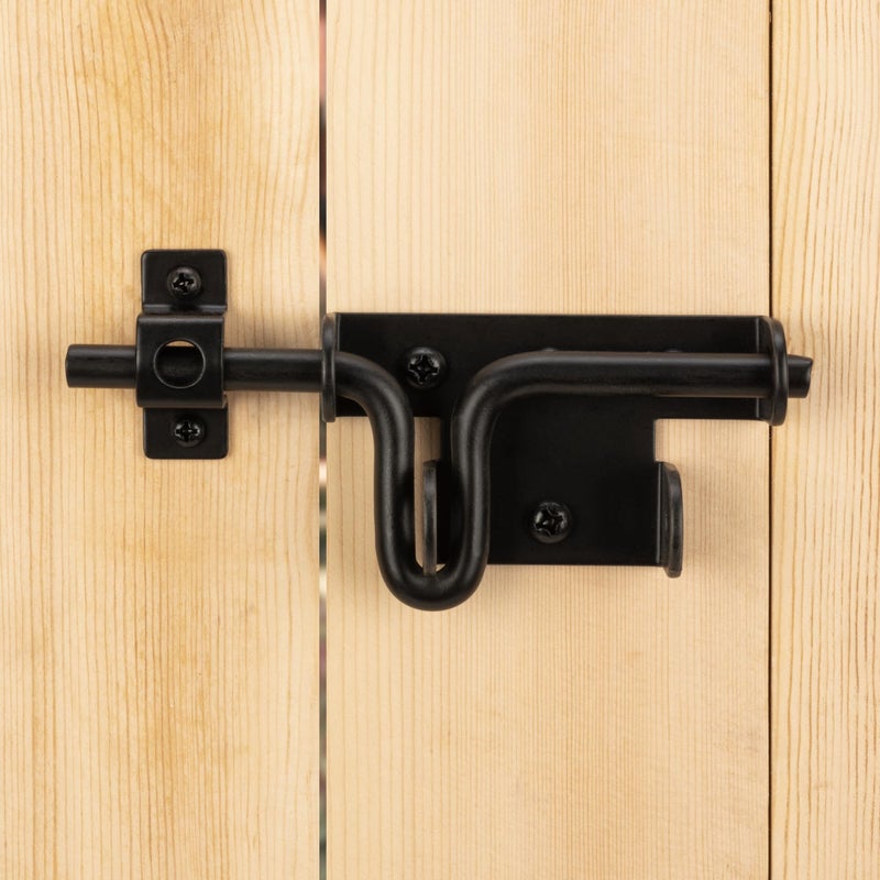 DURIGID Slide Bolt Gate Latch Heavy Duty Gate Locks for Outdoor Fence, Door Latch with Padlock Hole for Shed Door, Wooden Fence, Yard Door, Outdoor Latch, Black 1 Pack - Image 1